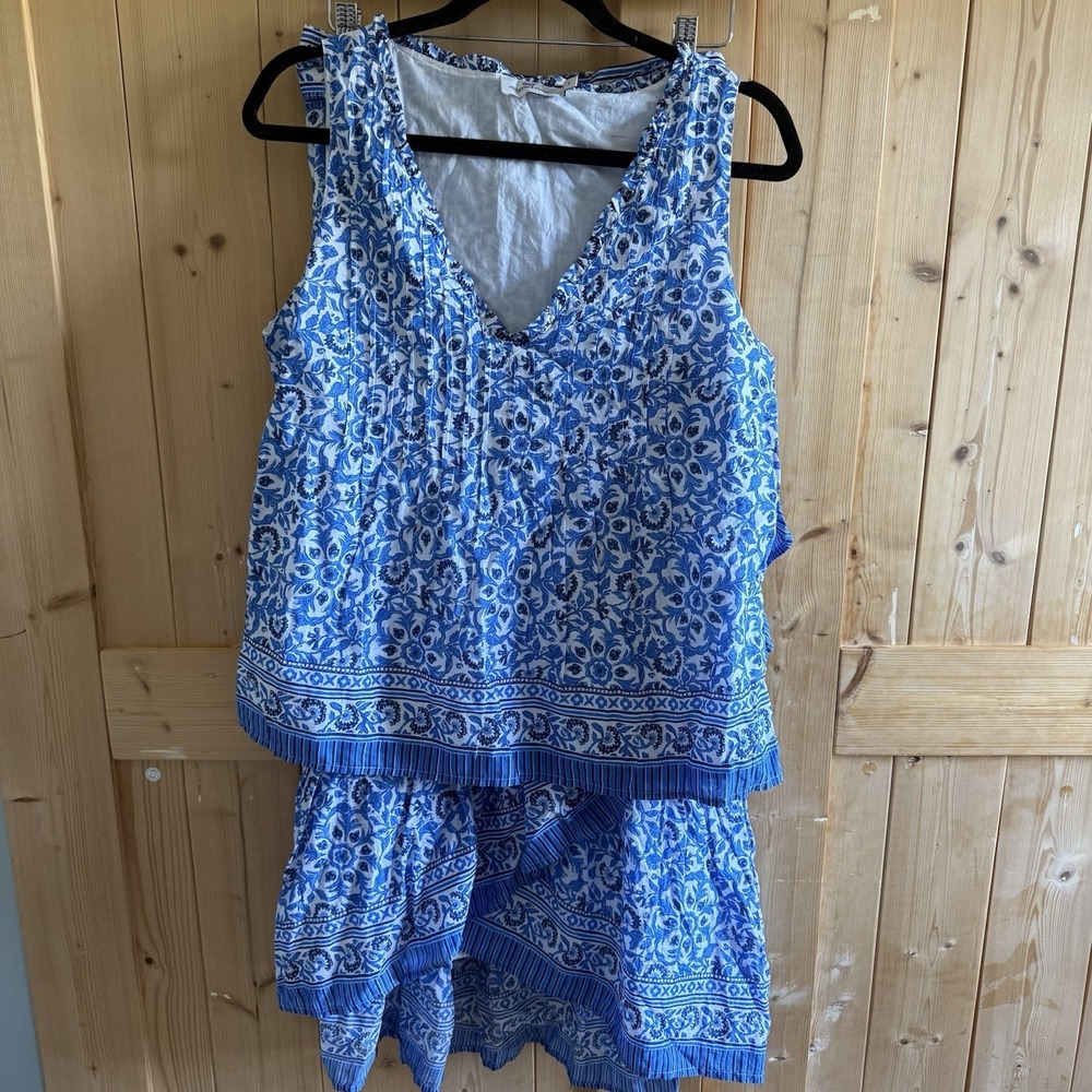 Vineyard Vines Faux Wrap Blue White Katama Tile Maxi Skirt Size Small And Top